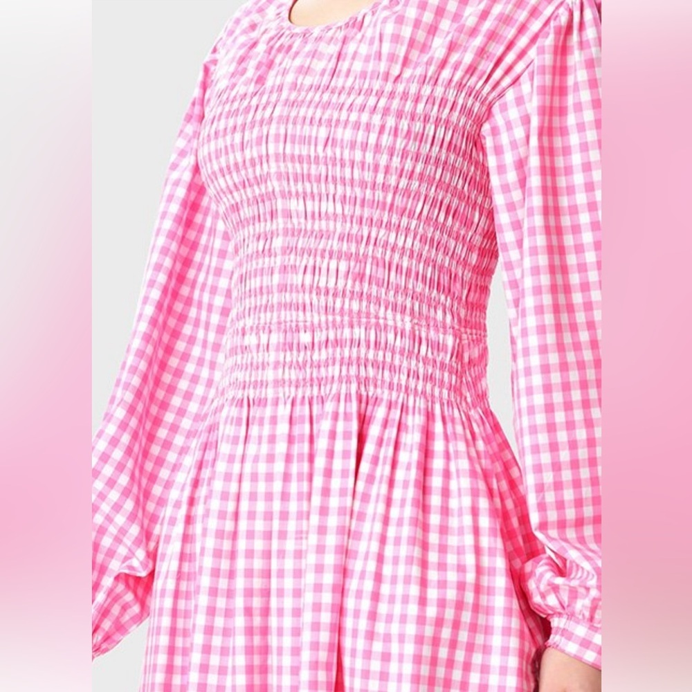 Wayward Fancies Smocked Gingham Puff Sleeve Dress Size Medium - Picture 2 of 11